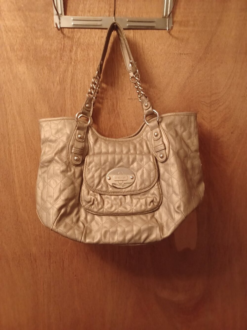 Nine West Gray Leather Purse Hobo Bag
